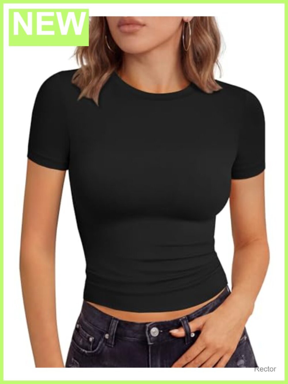 Womens Short Sleeve Slim Fit Crop Top Y2K Trendy Crew Neck Tee